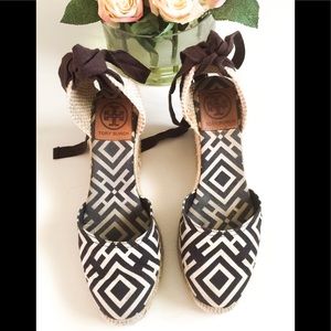 Tory Burch Black and White Espadrilles